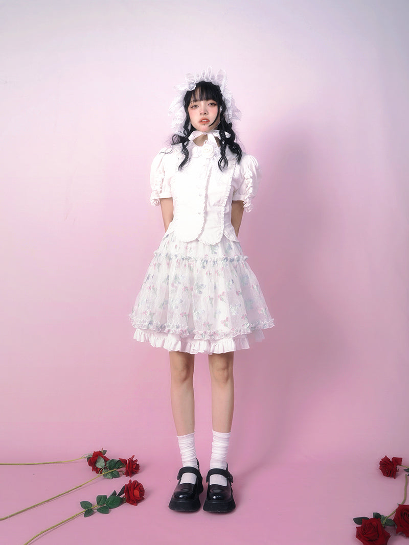 Frill Flower Flare Lolita Skirt