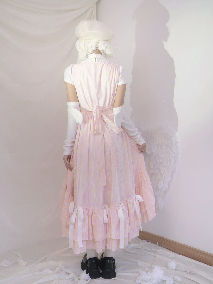 공주 고딕 리본 생선 꼬리 프릴 일체형