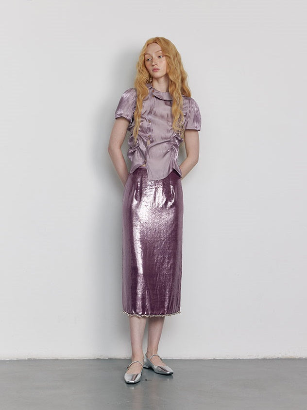 Glossy Crumping Nichi Blouse