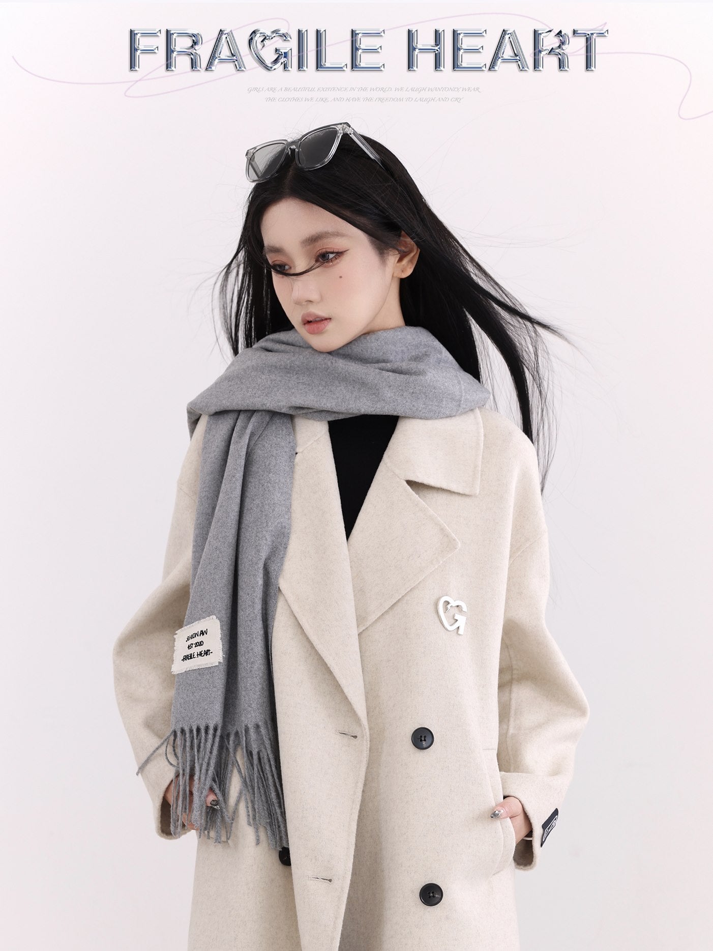 Wool Double-Button Plain Classy Long-Coat