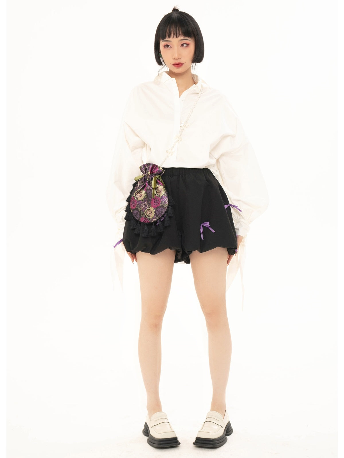Balloon Pumpkin Ribbon Short Pants