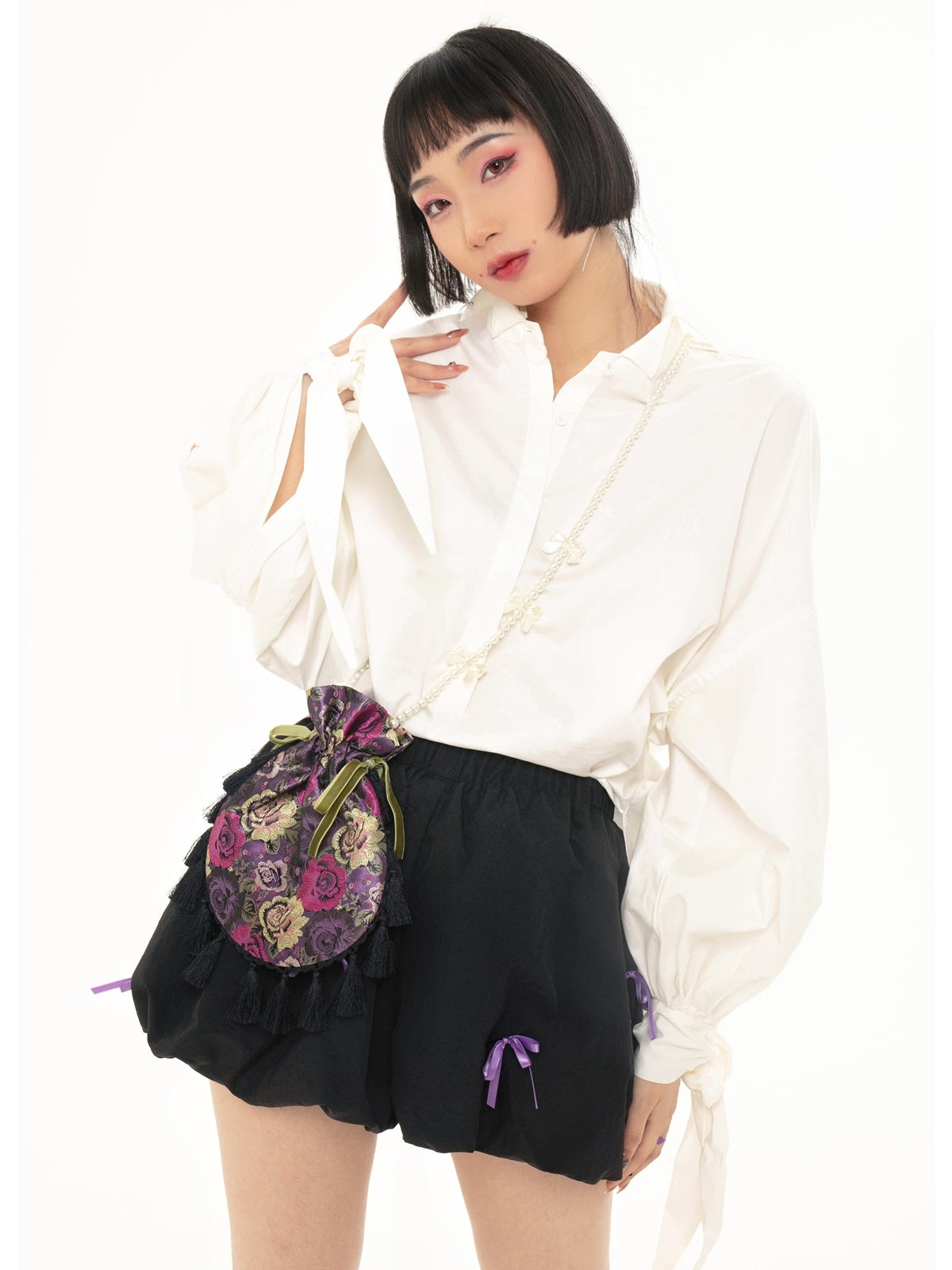 Balloon Pumpkin Ribbon Short Pants