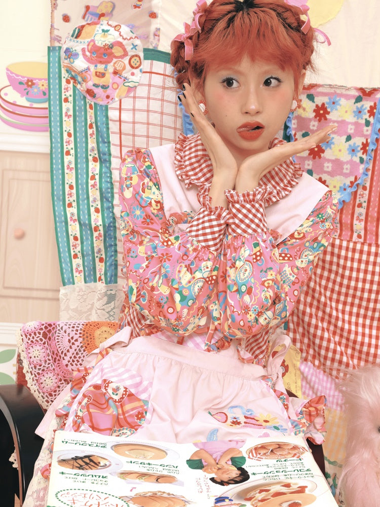 Fancy Apron Frill Embroidery Heart Pop Girly