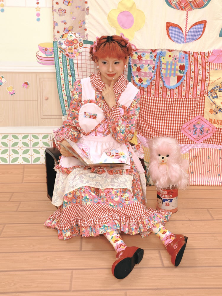 Fancy Apron Frill Embroidery Heart Pop Girly