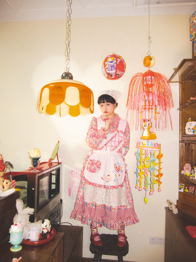 Fancy Apron Frill Embroidery Heart Pop Girly