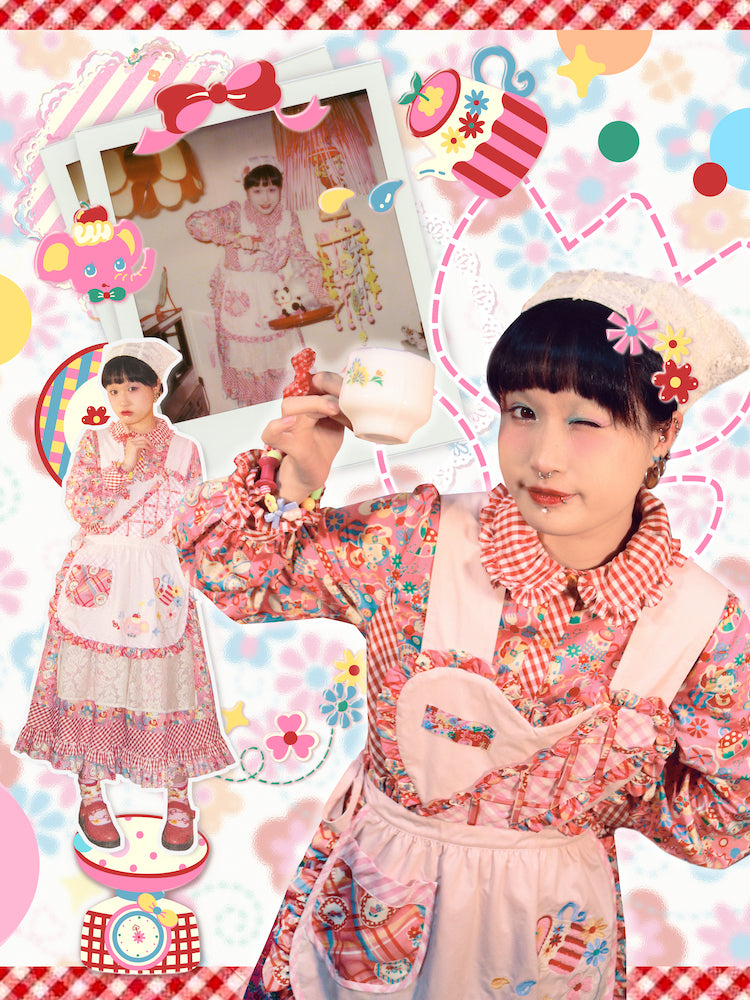 Fancy Apron Frill Embroidery Heart Pop Girly