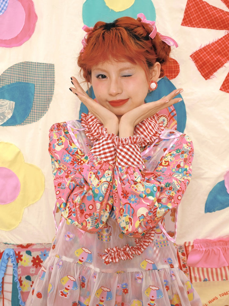 Fancy Pop Badge Layered APRON ONE-PIECE