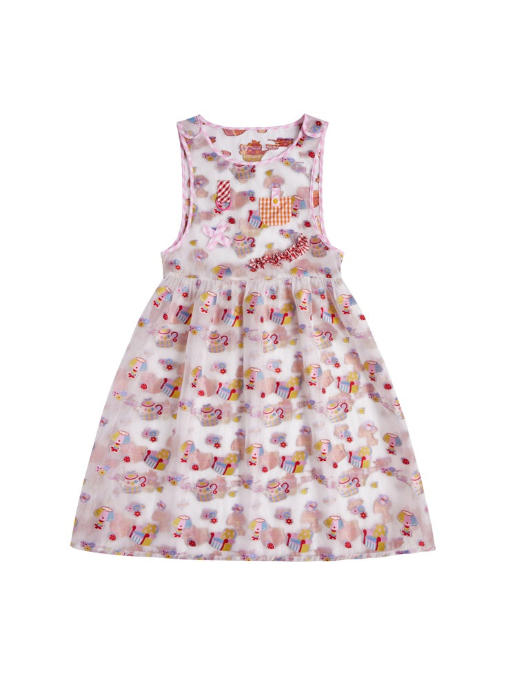 Fancy Pop Badge Layered APRON ONE-PIECE