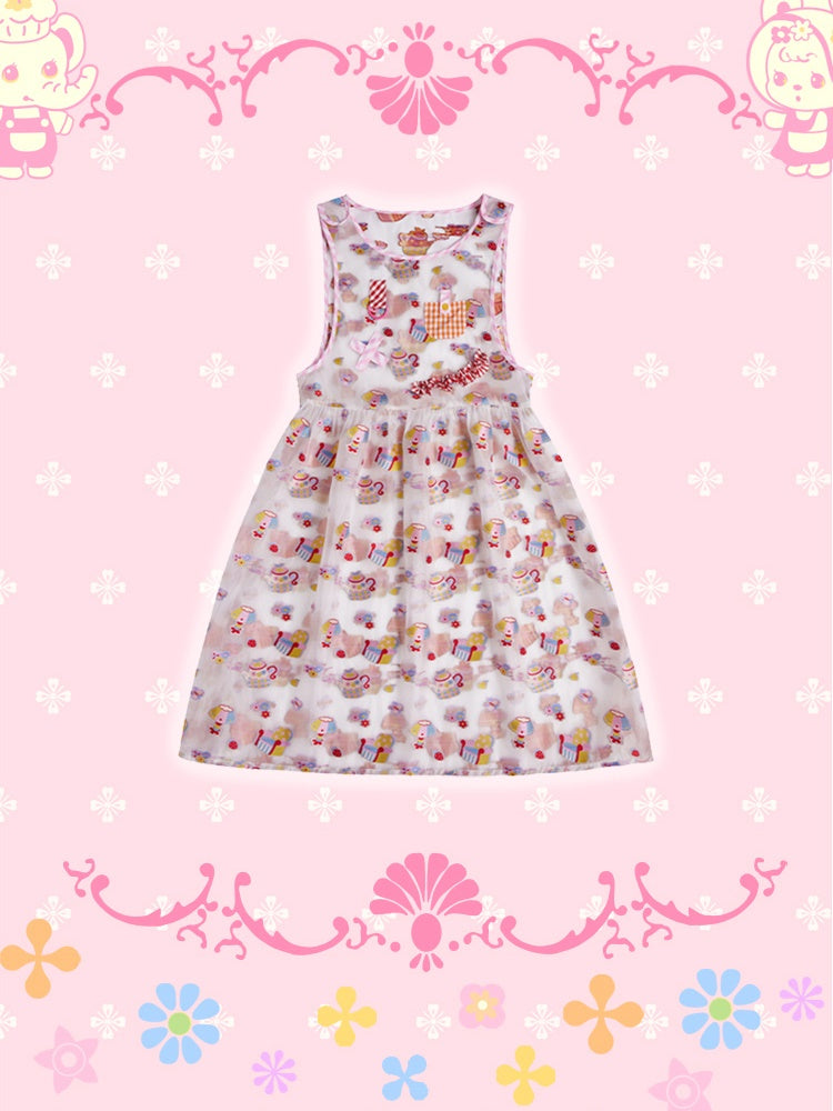 Fancy Pop Badge Layered APRON ONE-PIECE