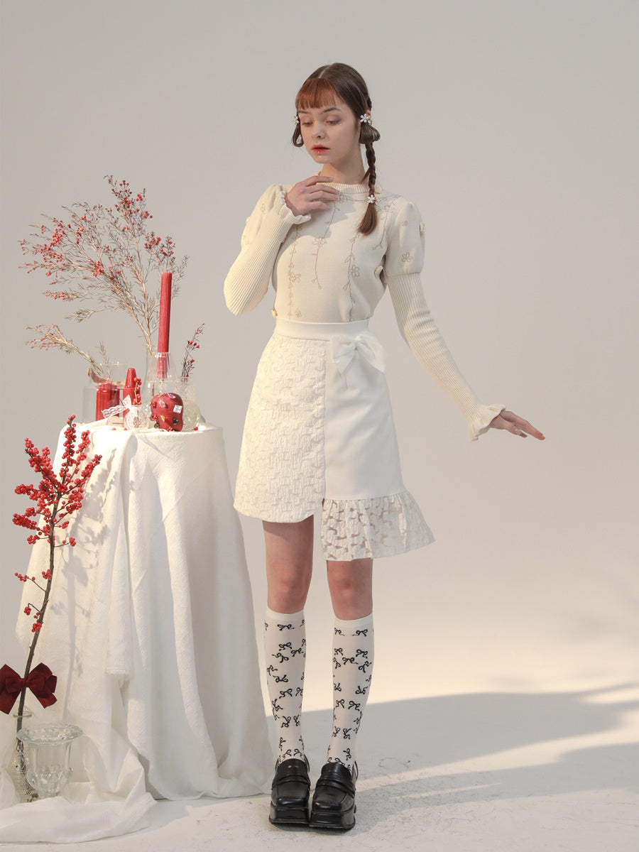 Asymétrie douce jupe chic en dentelle