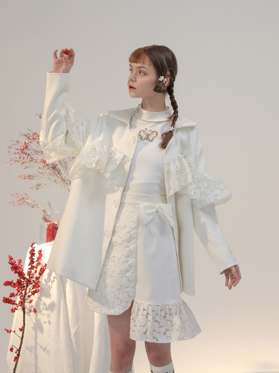 Asymétrie douce jupe chic en dentelle