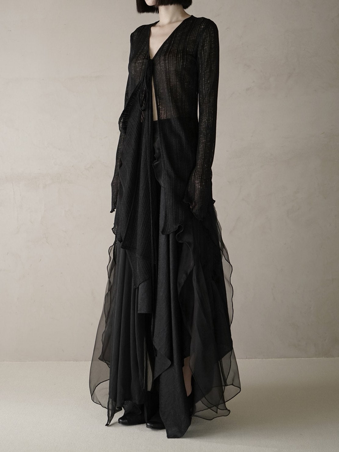 시폰 긴 비대칭 우아한 성숙한 치마