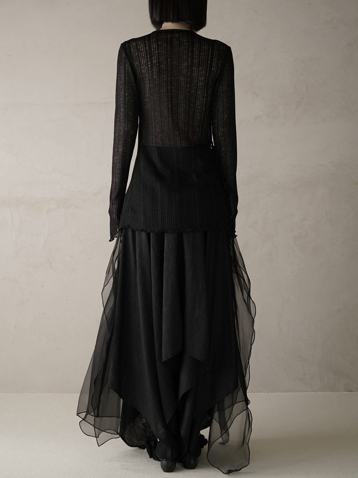 시폰 긴 비대칭 우아한 성숙한 치마