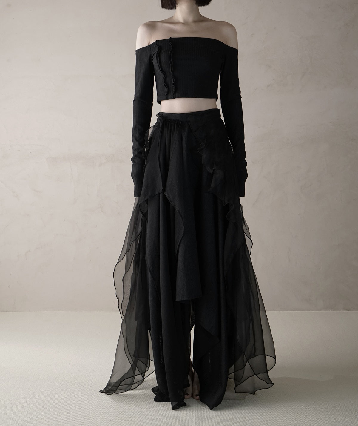 시폰 긴 비대칭 우아한 성숙한 치마