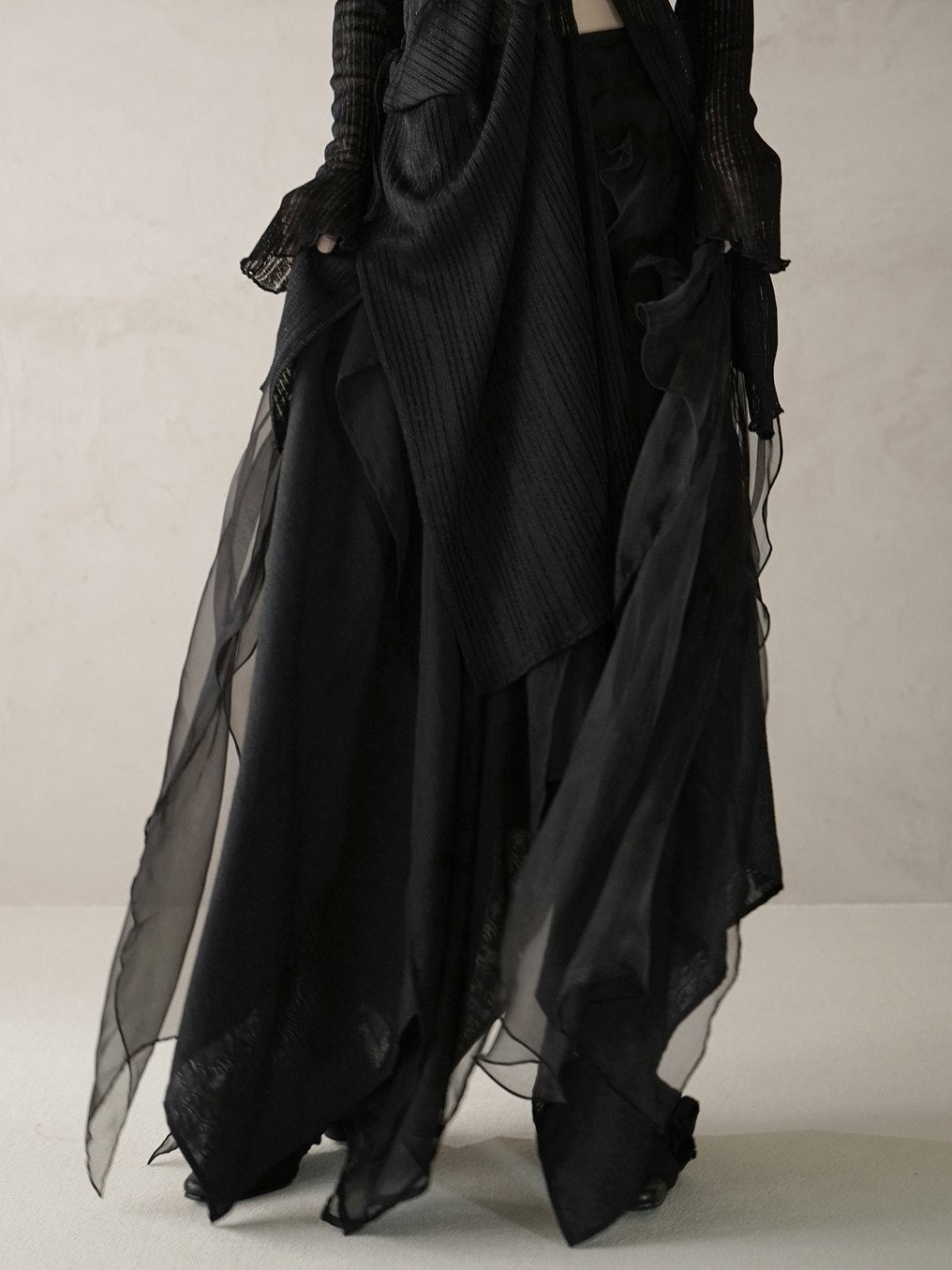 시폰 긴 비대칭 우아한 성숙한 치마