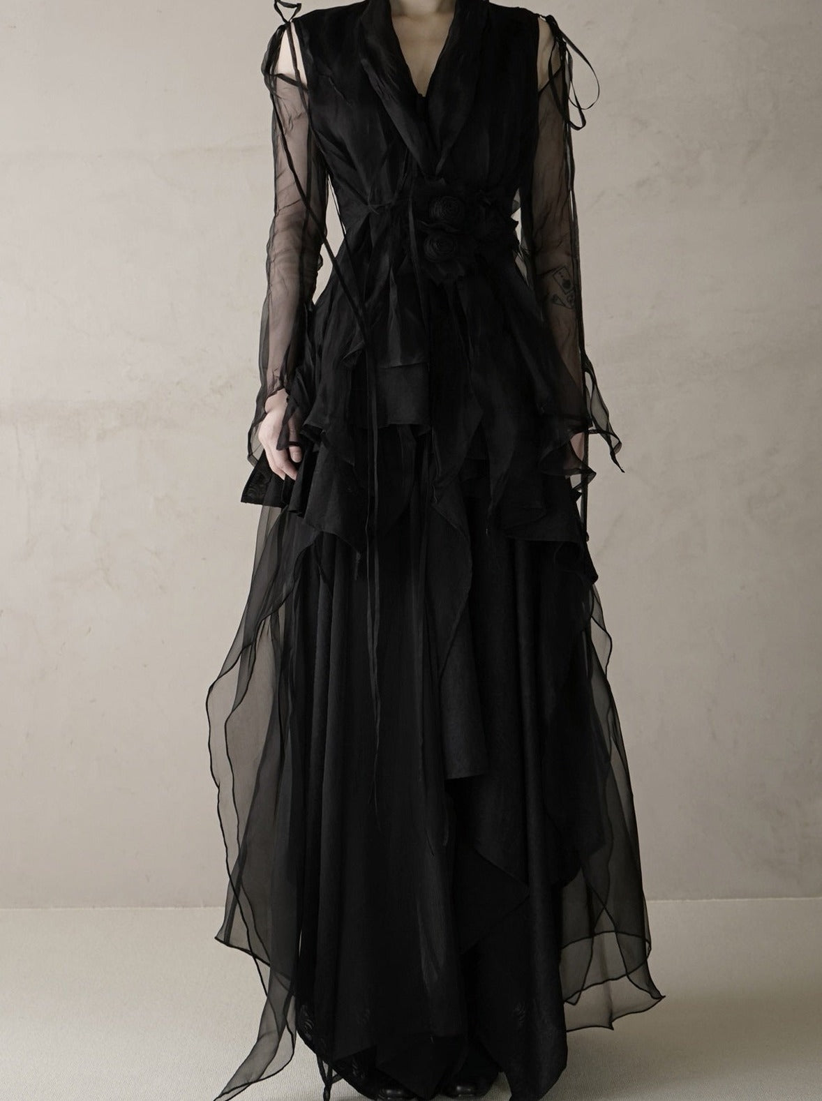 시폰 긴 비대칭 우아한 성숙한 치마