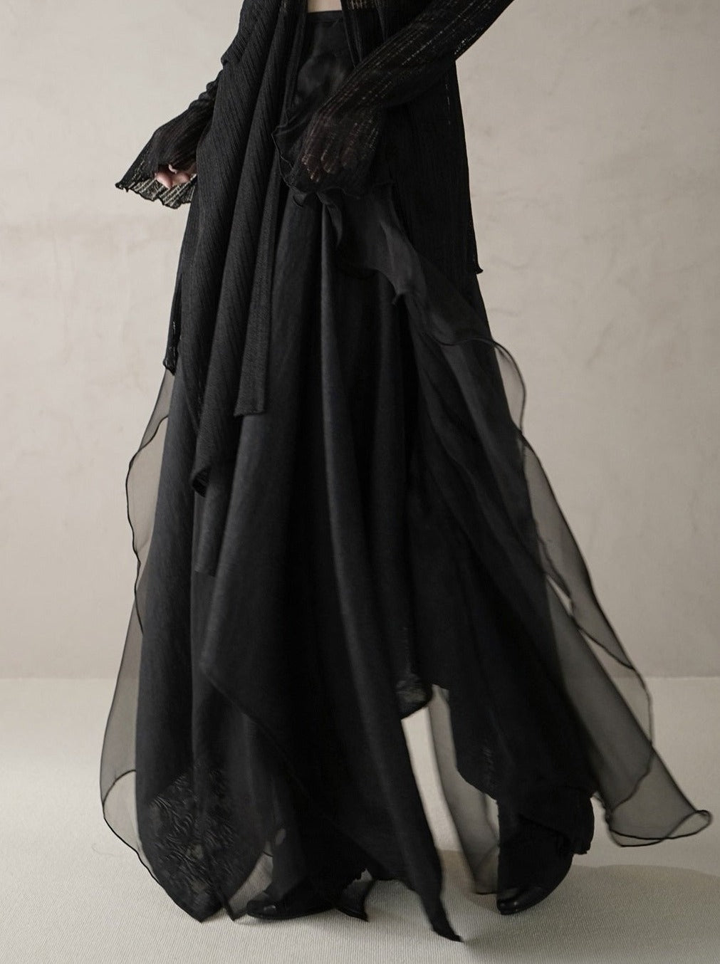 시폰 긴 비대칭 우아한 성숙한 치마