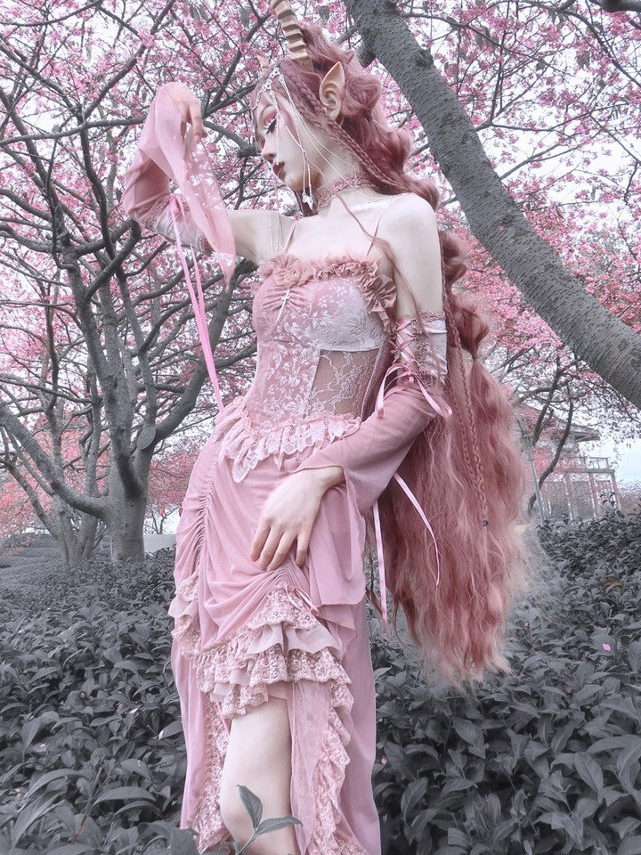 고딕 레이스 코스프레 프릴 공주 원피스 드레스