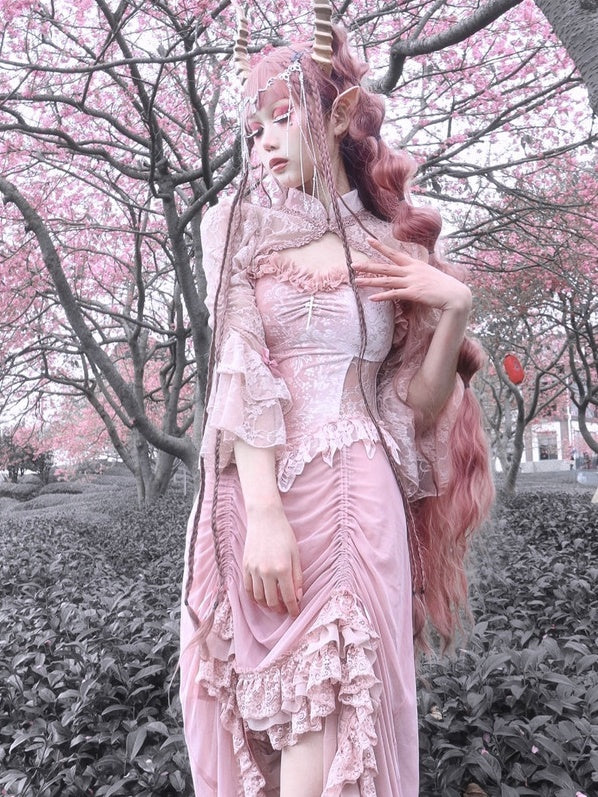 고딕 레이스 코스프레 프릴 공주 원피스 드레스