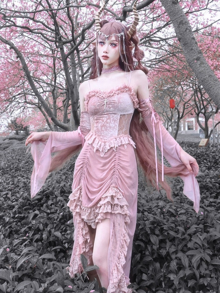 고딕 레이스 코스프레 프릴 공주 원피스 드레스