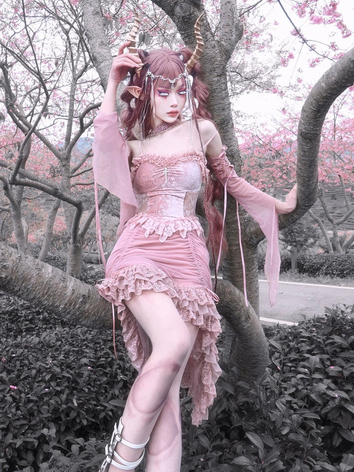 고딕 레이스 코스프레 프릴 공주 원피스 드레스