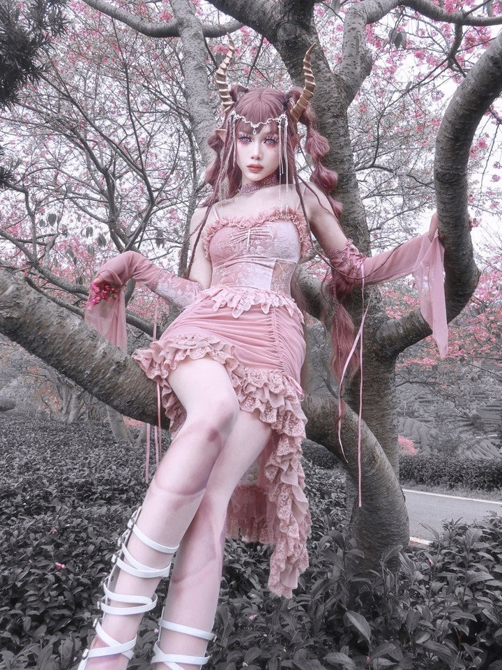 고딕 레이스 코스프레 프릴 공주 원피스 드레스