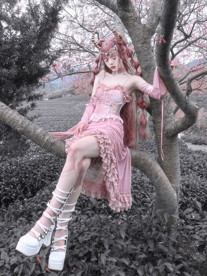 고딕 레이스 코스프레 프릴 공주 원피스 드레스