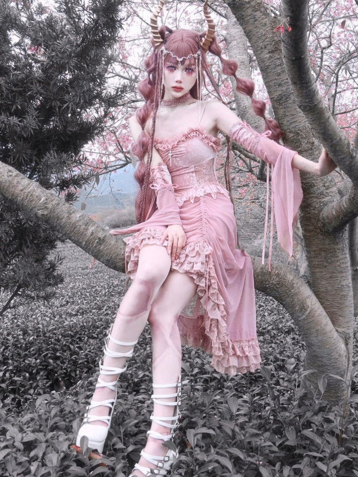 고딕 레이스 코스프레 프릴 공주 원피스 드레스