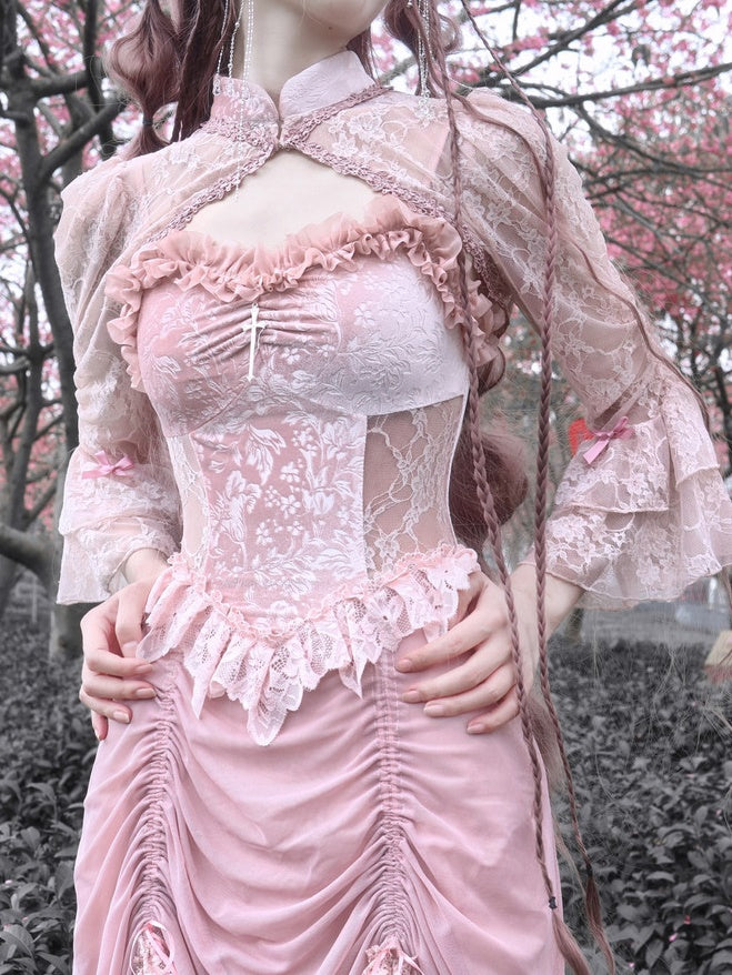 고딕 레이스 코스프레 프릴 공주 원피스 드레스