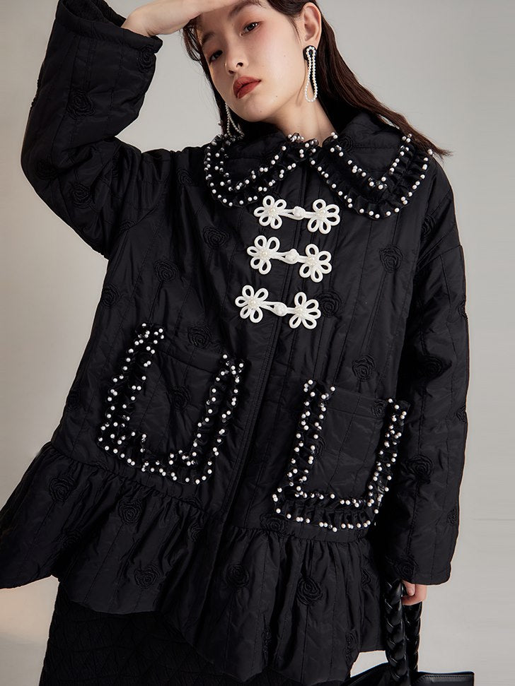 Rose Pearl Embroidery Sweet Jacket