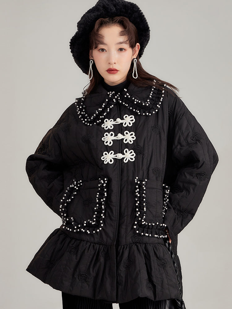 Rose Pearl Embroidery Sweet Jacket