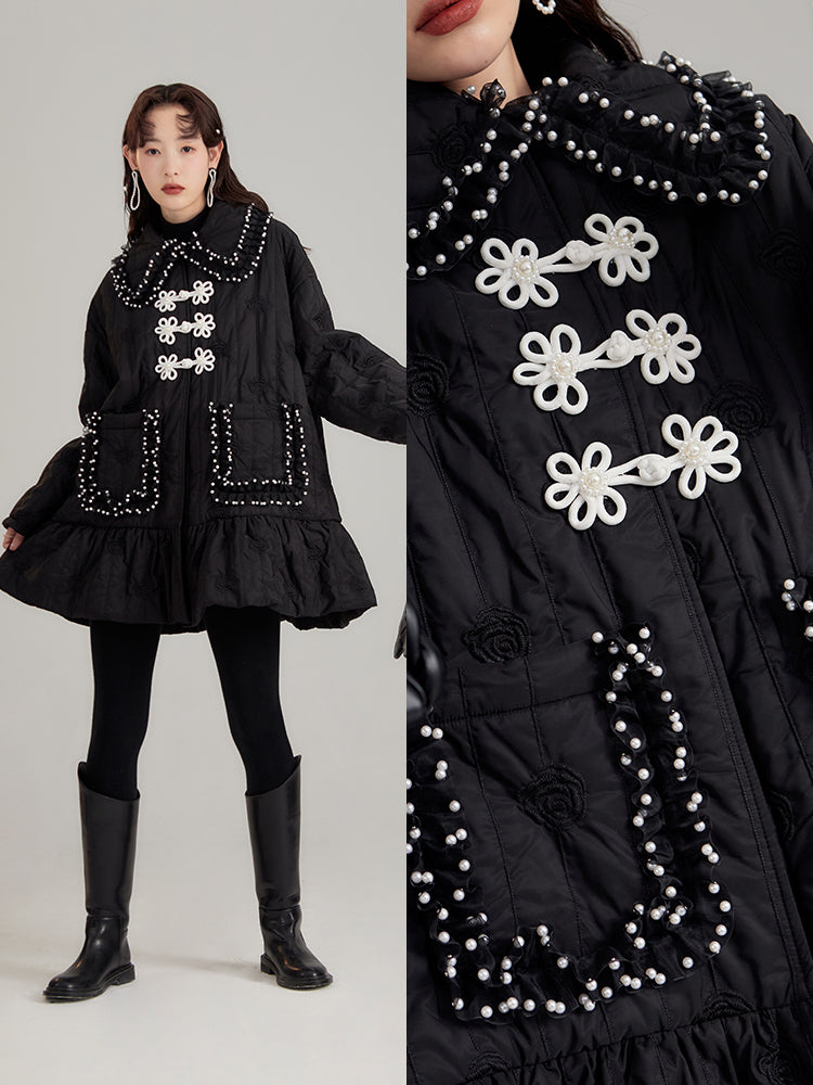 Rose Pearl Embroidery Sweet Jacket