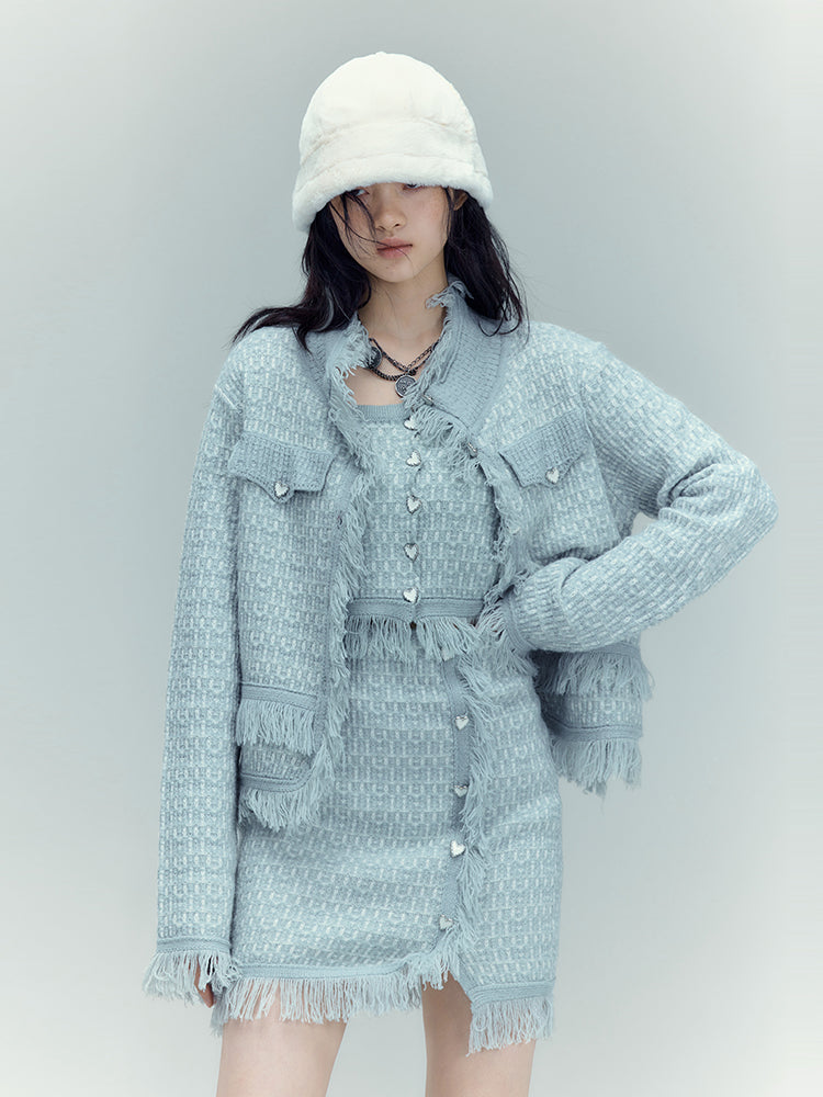 Knit Classy Jacket&Camisole&Skirt