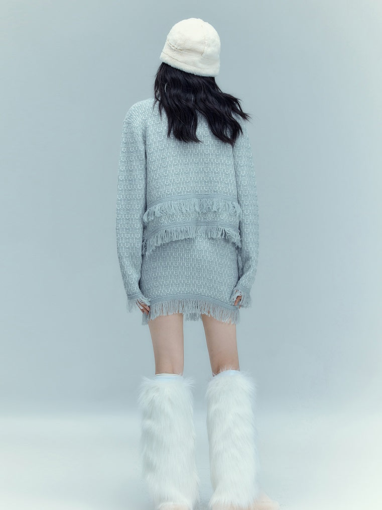 Knit Classy Jacket&Camisole&Skirt