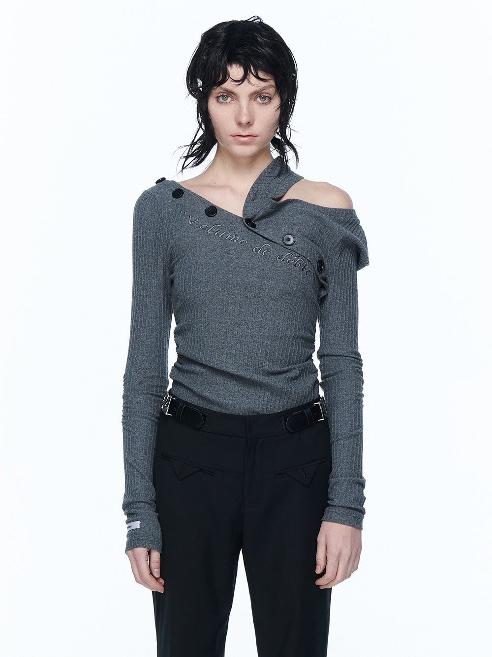 2way Arrange Tight Open-shoulder Knit