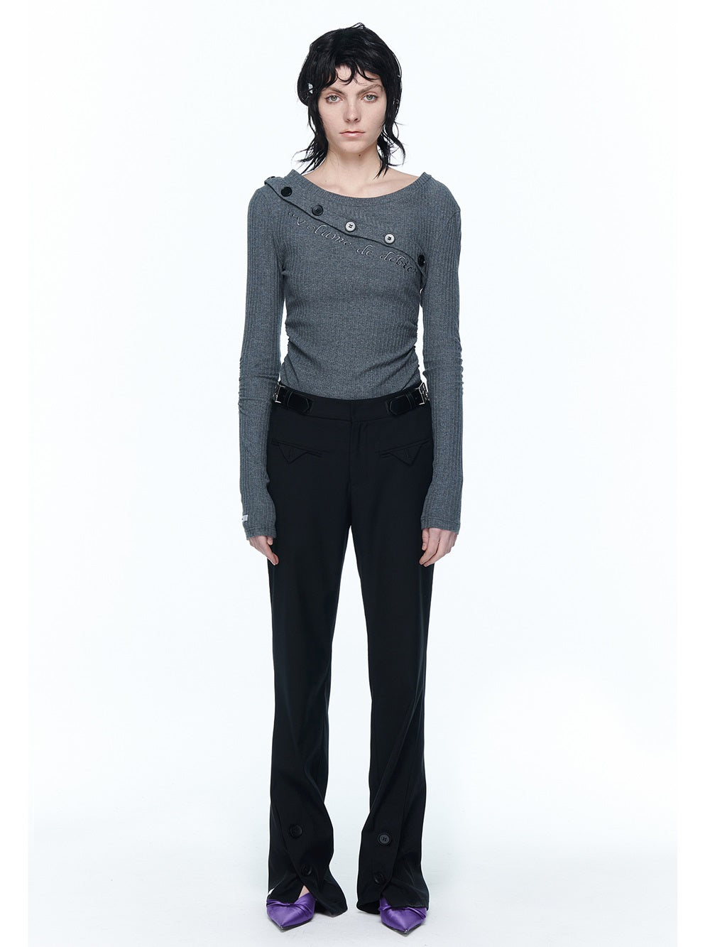 2way Arrange Tight Open-shoulder Knit