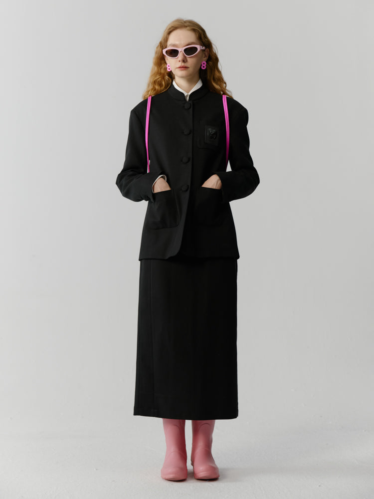 SIMPLE SUIT JACKET & LONG-SKIRT