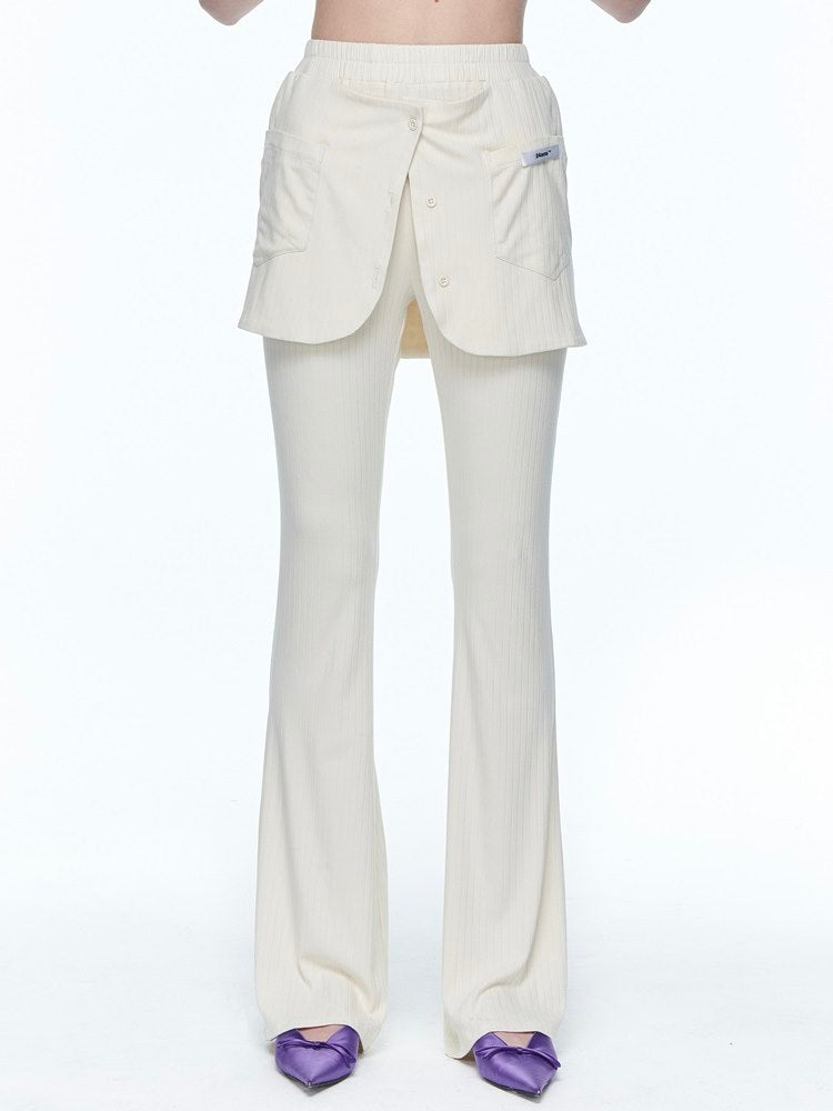 Asymmmetry Cropped Knit Tops&Pants