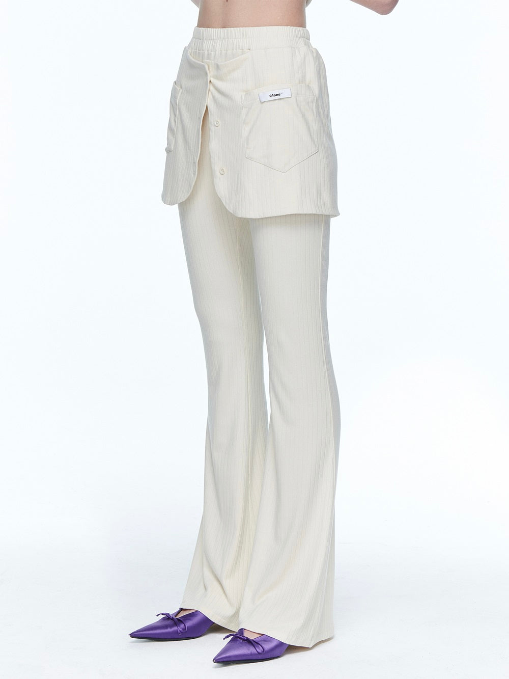 Asymmmetry Cropped Knit Tops&Pants