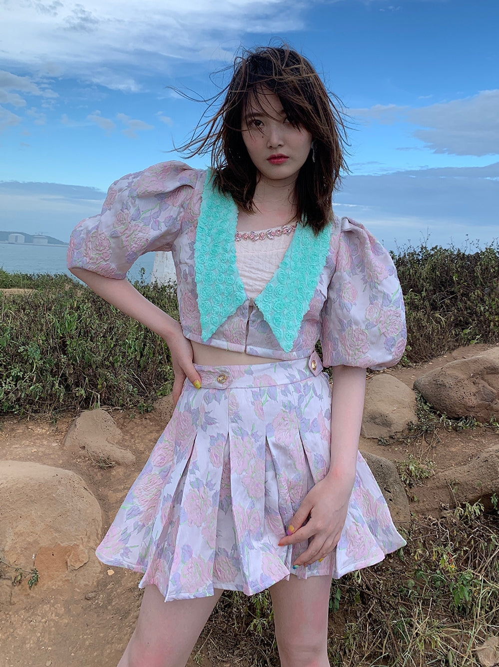 Flower Rose Princess Puff-Sleeve Fairy Short-Jacket-Dont Bite Eyes 