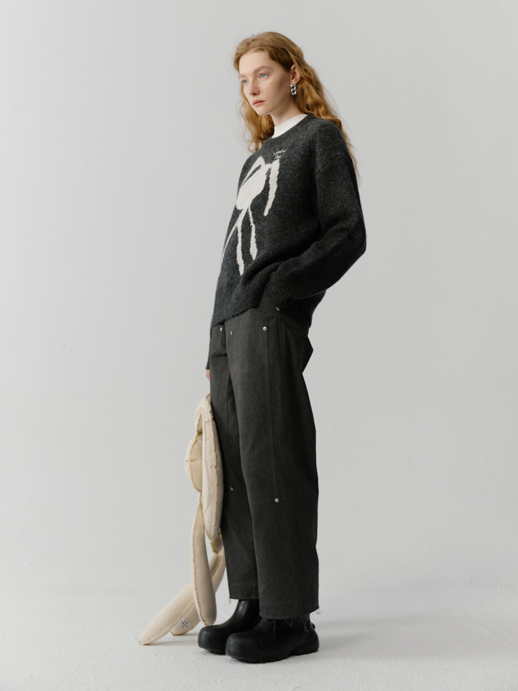 Wide Cropped Casual Faded Cut-Off Patns