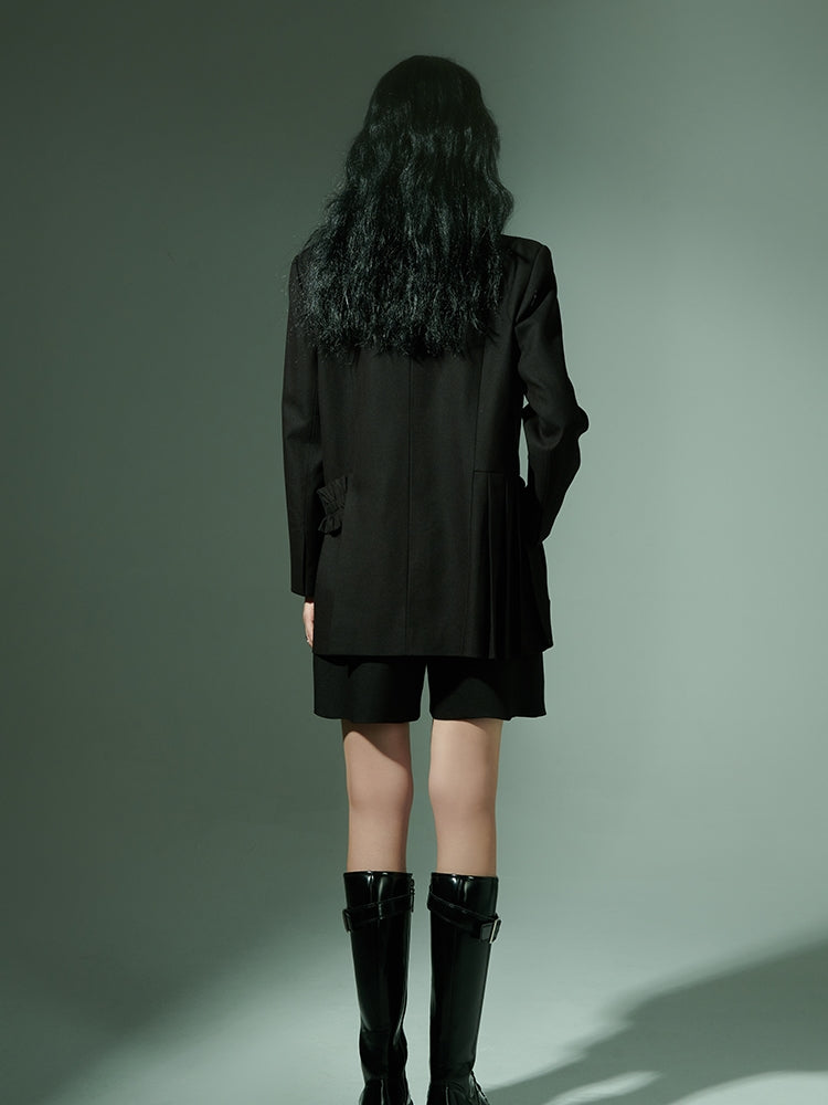 PLEATED IRREGULAR NICHI TAILORED-JACKET