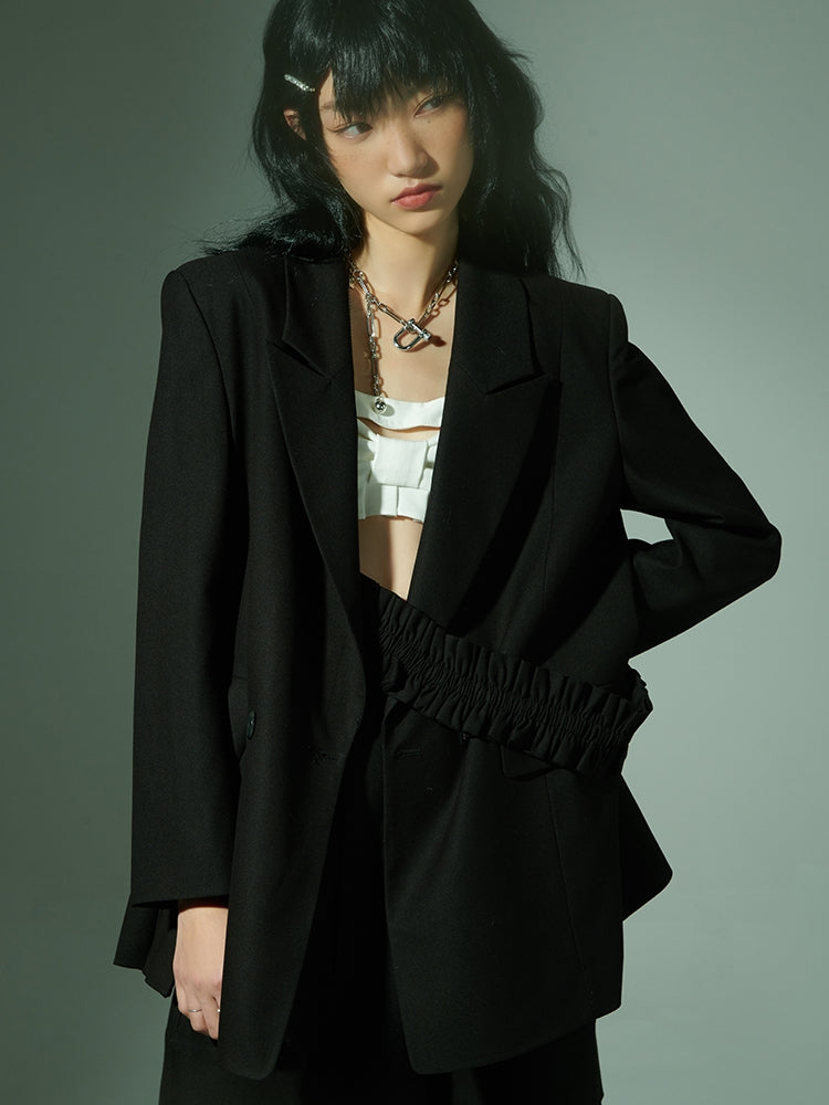 PLEATED IRREGULAR NICHI TAILORED-JACKET