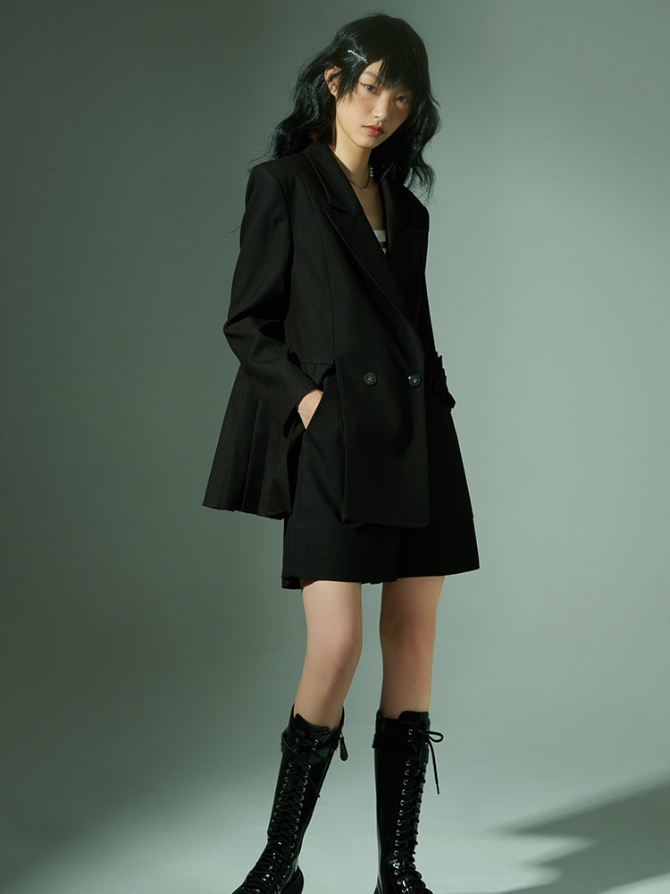 PLEATED IRREGULAR NICHI TAILORED-JACKET