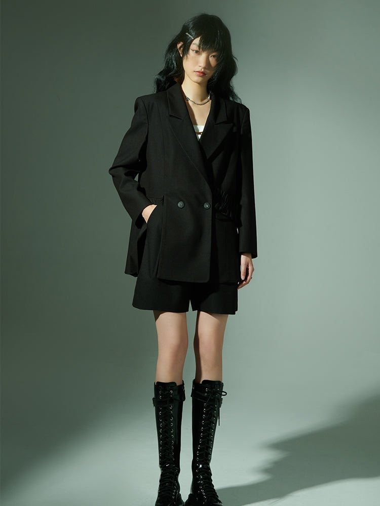 PLEATED IRREGULAR NICHI TAILORED-JACKET