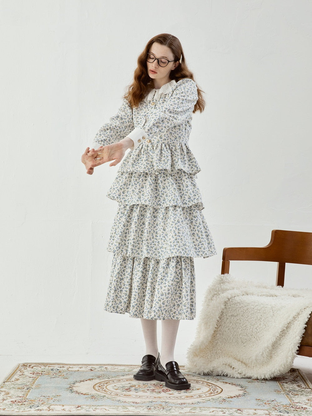 Feminine Tiered Flower Retro Long Cute Skirt