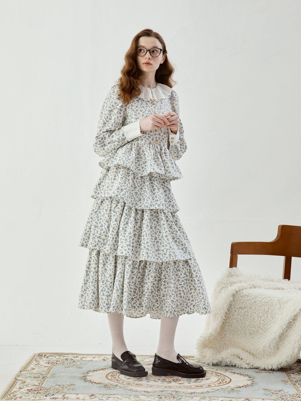 Feminine Tiered Flower Retro Long Cute Skirt