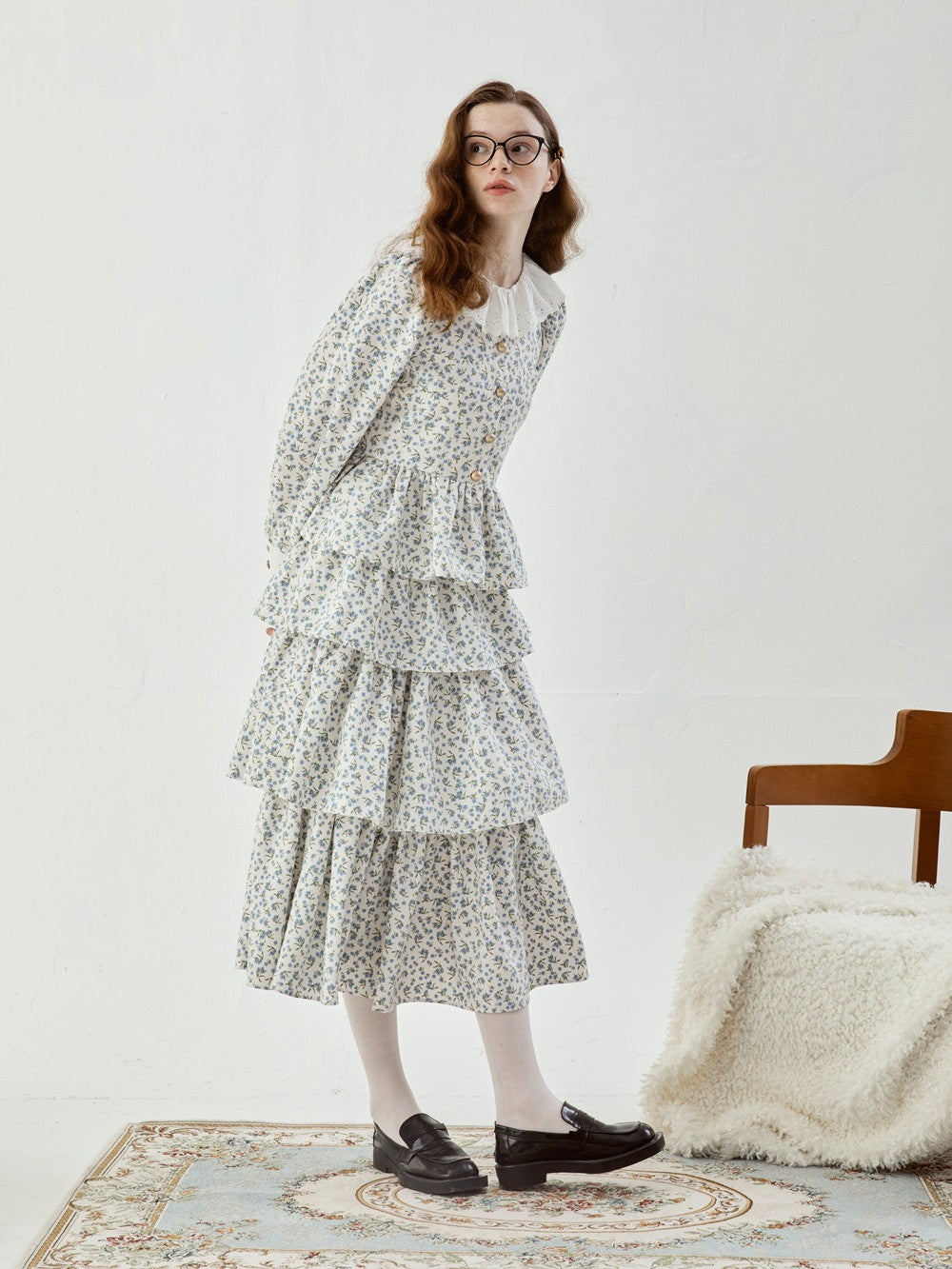 Feminine Tiered Flower Retro Long Cute Skirt