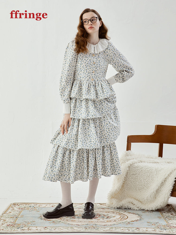 Feminine Tiered Flower Retro Long Cute Skirt