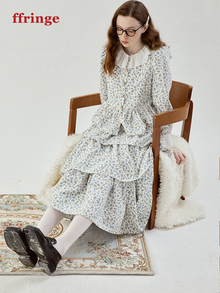 Feminine Tiered Flower Retro Long Cute Skirt